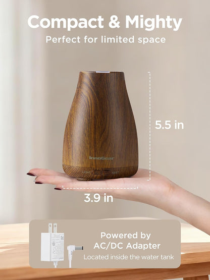 InnoGear Essential Oil Diffuser, Ultrasonic Diffusers for Home Aromatherapy Humidifier for Bedroom Room 7 Colors LED 2 Mist Mode Auto Off, Basic White
