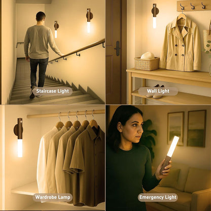 Rechargeable Motion Sensor Wall Sconces, 2200mAh, Magnetic Night Light 4P | Battery Operated, Wireless, Wall Light, 3000K Warm White, Indoor Use for Hallway, Stair, Cabinet and Picture Lighting
