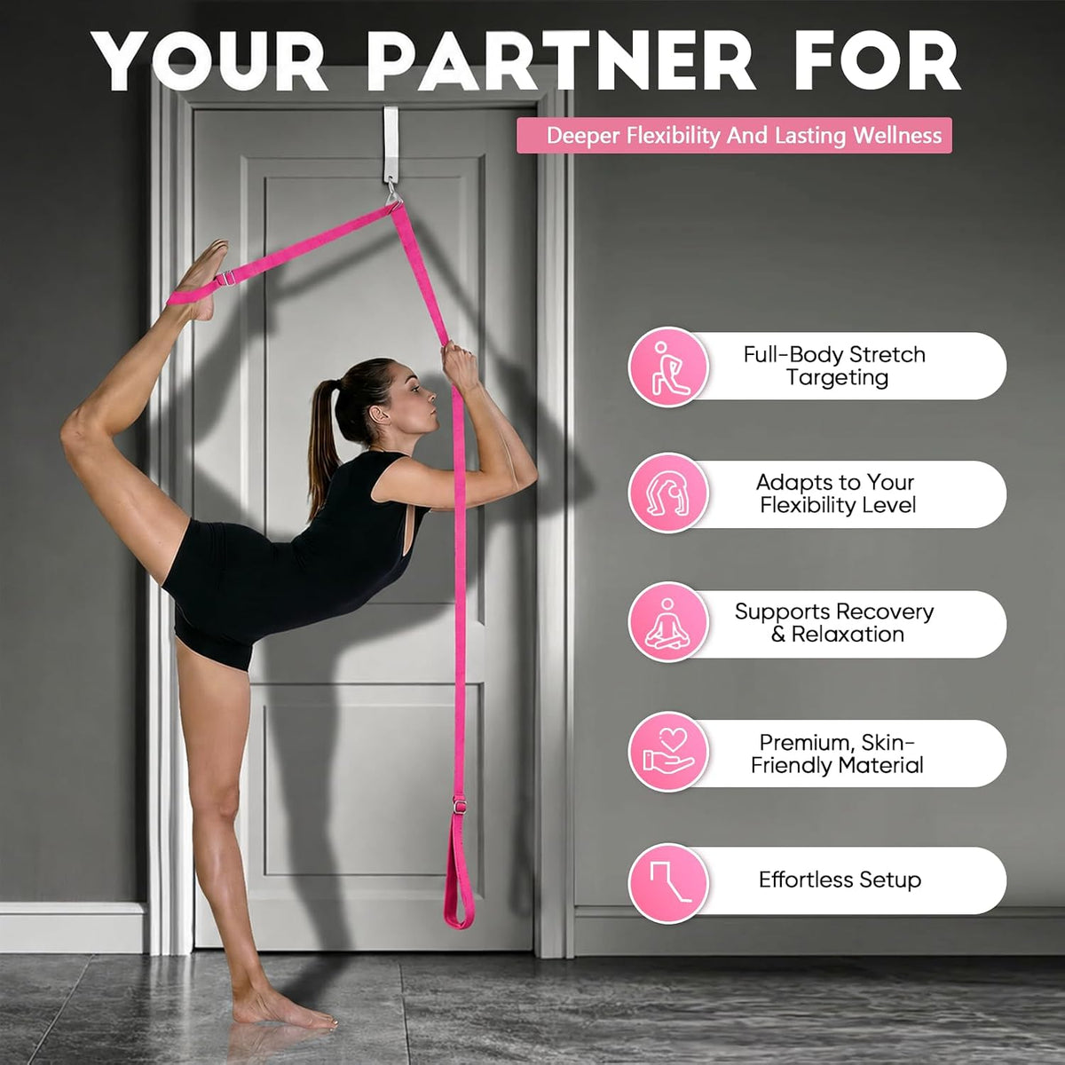 Stretching Strap with Door Anchor Improve Leg Flexibility for Splits