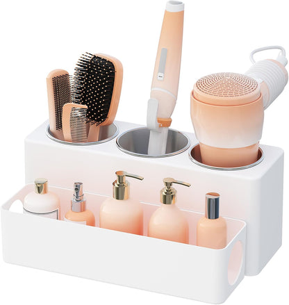 Lifewit Hair Tool Organizer Dryer Holder Countertop with 4 Cups, Black | 4 Stainless cups Tools Organizer, Acrylic body Hair Product Storage for Curling Iron, Brush, Straightener, Bathroom