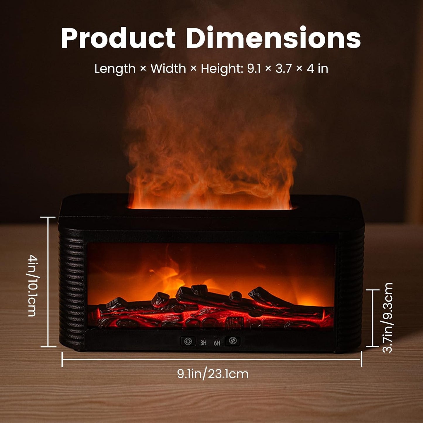 Colorful Flame Fire Diffuser Humidifier, Ultra-Quiet Aroma Essential Oils Aromatherapy Diffusers for Large Room, Bedroom, Office (Timeable, Waterless Auto off-150ml)