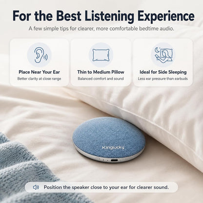 Kinglucky X50 Pillow Speaker for Sleeping, Built-in White Noise Sound Machine Pink Noise for Sleeping, Auto-Off Timer Portable Bluetooth Speaker Under Pillow Rechargeable for Side Sleeper, Blue