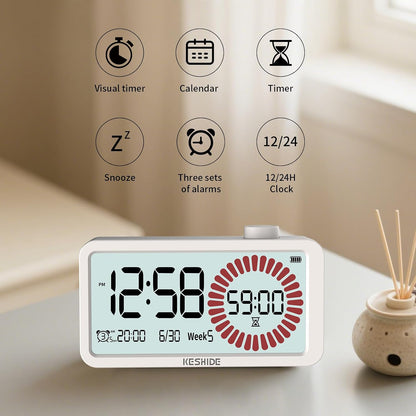 Visual Timer for Kids and Adults with Alarm Clock,LCD Digital 60-Minute Countdown Timer Time Management Tool for Home, School, or Work