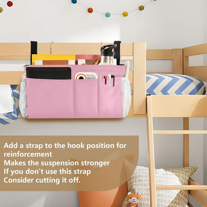 Black Bedside Caddy Storage Bag Bedside Organizer for Bed Rails College Dorm Room Organizer Caddy Hanging Shelf 6 Pockets with Hooks for Drinks Magazine Phone Holder
