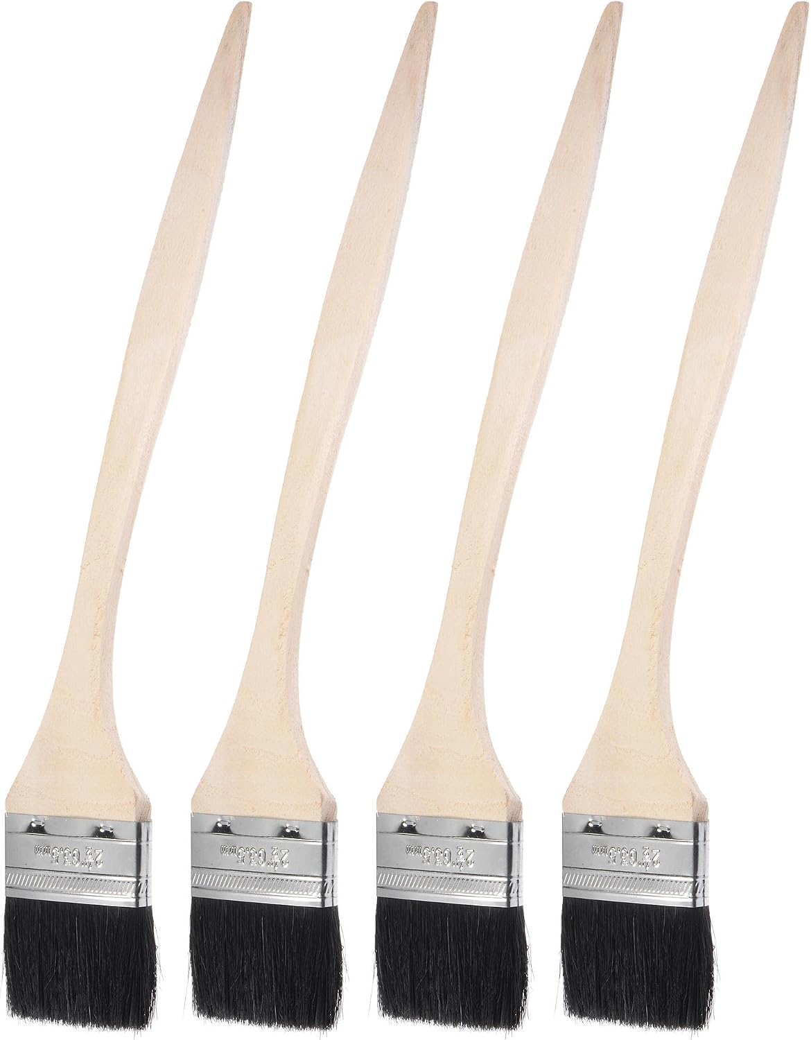 uxcell Bent Radiator Paint Brush 17" Length 2" Width Bristle with Long Wood Handle for Wall Treatment Black 4Pcs