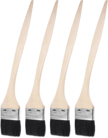 uxcell Bent Radiator Paint Brush 17" Length 2" Width Bristle with Long Wood Handle for Wall Treatment Black 4Pcs