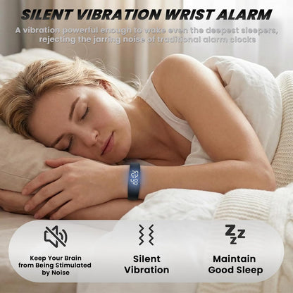 Vibrating Alarm Wristband Heavy Sleepers Adults Wrist Band Shock Clock Watch Bands for Deaf People Silent Bracelet Sleeper Wearable Bed Shaker Sleep Tracker Ring Watches Sleep Apnea (3pcs Black)