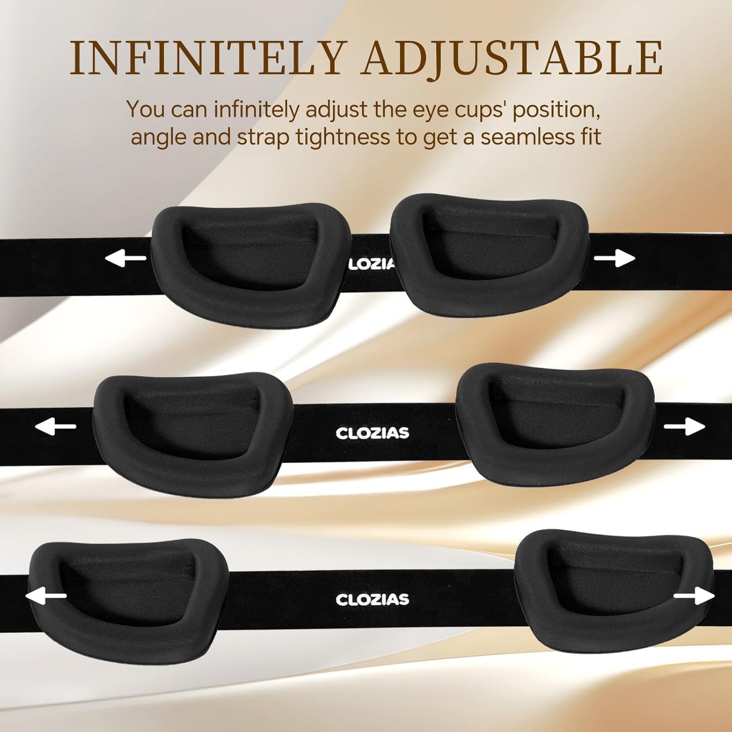 CLOZIA Sleep Mask for Men Women, Adjustable Sleeping Eye Mask, Blocking Eye Masks for Sleep, Soft Comfortable for Travel & Shift Work,Black