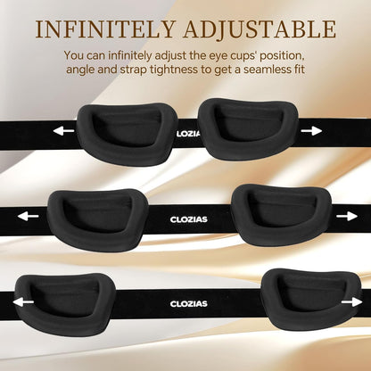 CLOZIA Sleep Mask for Men Women, Adjustable Sleeping Eye Mask, Blocking Eye Masks for Sleep, Soft Comfortable for Travel & Shift Work,Black