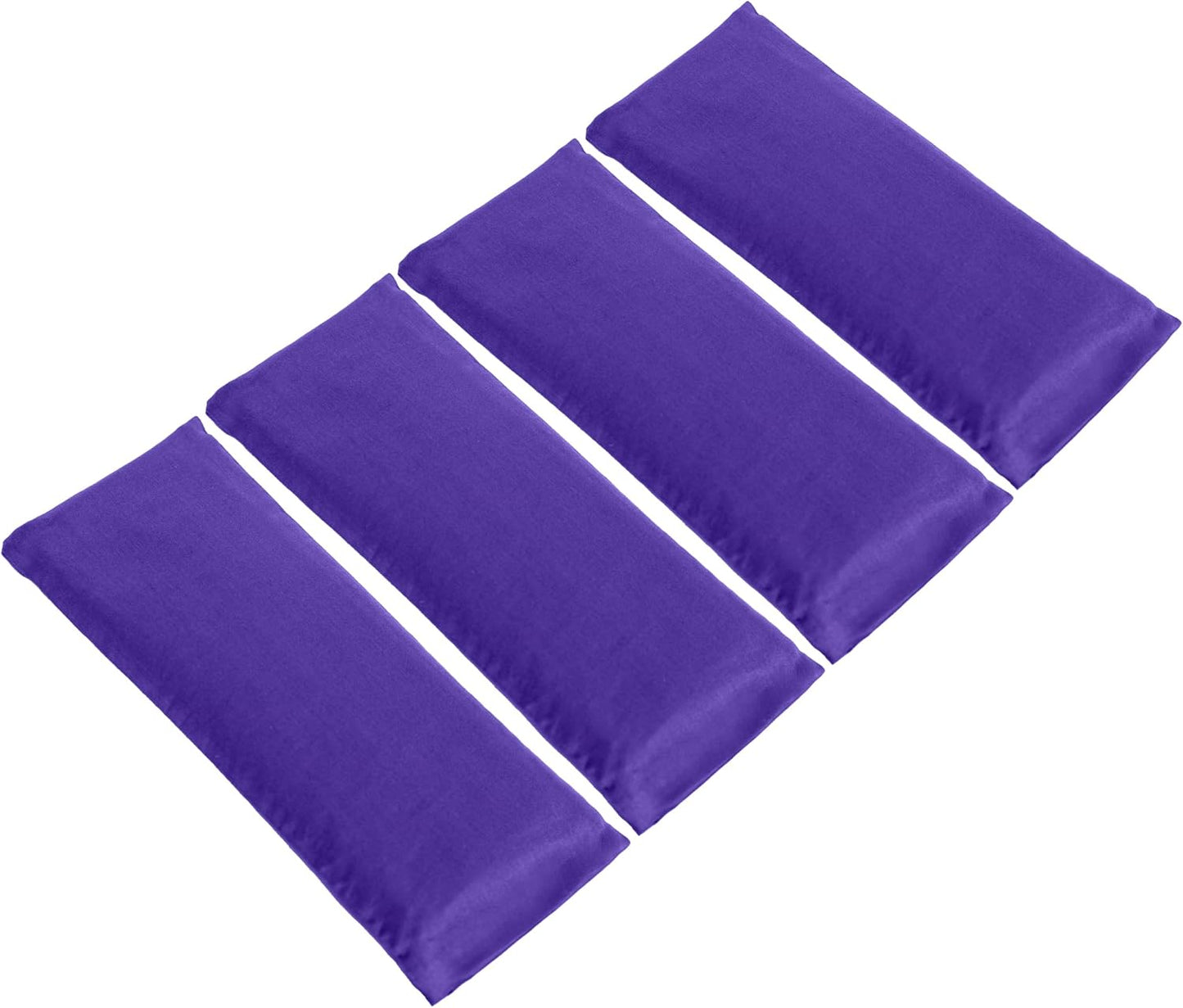4-Pack Unscented Sateen Eye Pillows, Low-Luster, 9’’ x 4’’ Flaxseed Weighted Eye Mask for Sleeping, Hot or Cold Therapy for Relaxation, Migraine, and Headache, Assorted