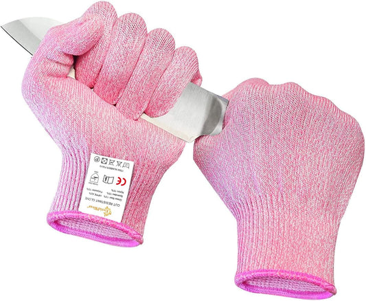 Evridwear Cut Resistant Gloves Food Grade Level 5 Kitchen Safety Protection (Medium, Pink)