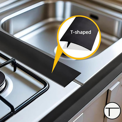 Black Stove Gap Covers, 2 Pack 25 Inch Silicone Gap Filler with Vacuum Packaging, Heat-Resistant Counter to Stove Guard, Easy to Clean Kitchen Seal Strips