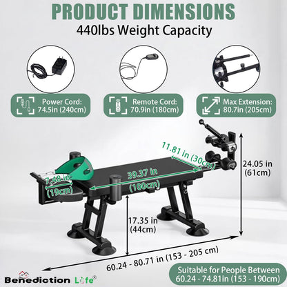 Electric Traction Machine for Neck and Back, Home Spinal Decompression Device for Lower Back Pain Relief, Non-Inversion Spine Stretcher for Safer Daily Use,Lumbar&Cervical Traction Decompression Table