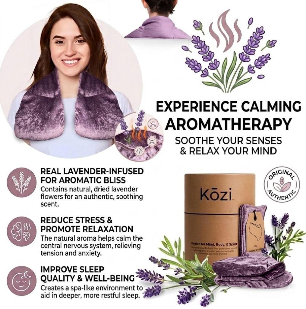 Kozi Neck Heating Pad | Microwaveable Weighted Shoulder Heating Pad | Neck and Shoulder Heating Pad with Clay Beads & Aromatherapy (Khol)