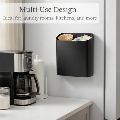 MONJITA Lint Bin for Laundry Room, Magnetic Lint Trash Can for Dryer, Modern Lint Holder, Lint Box for Laundry Room Organization, Wall Mounted Trash Can for Laundry Decor (Black)