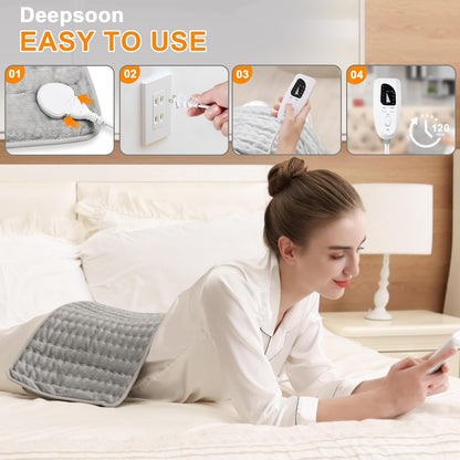 Heating Pad,Heated Blanket,Heating Pad for Back Neck,Grey,24x12 Inch | Electric Heating Pad,Dry/Moist Heat Heating Pads,Heating Pads for Shoulder,Abdomen,Heat Pad for Women Men,Birthday Gift