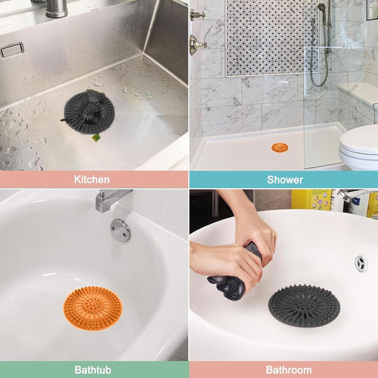 Gotega 5 Pack Sink Drain Strainer, Hair Catcher for Bathroom Tub Shower | Sink Hair Catcher Shower Drain Durable Silicone Hair Stopper Shower Drain Cover Hair Trap, Bathroom Sink Replacement