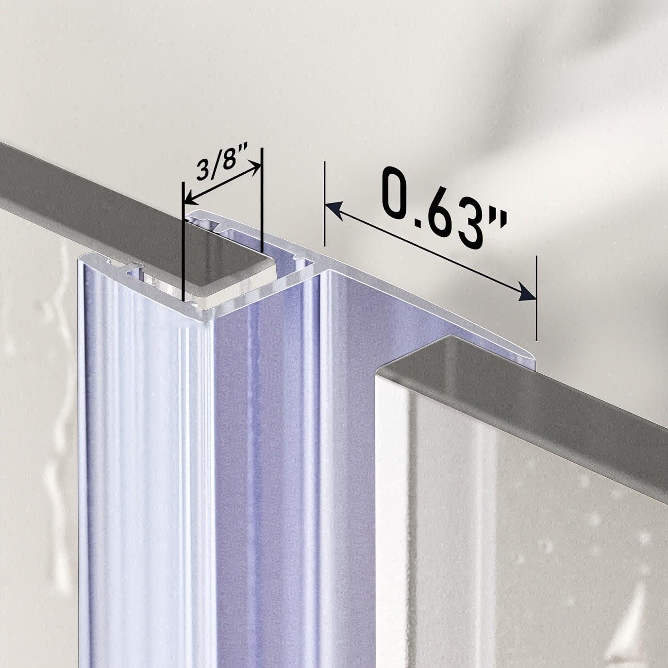 3 PCS Frameless Shower Door Bottom Seal 1/4 Inch Glass (15.75 in x 3),3 Section Segmented Installation Kit,Glass Shower Door Seal Strip Bottom,Weather Stripping Sweep Leak Water Guard