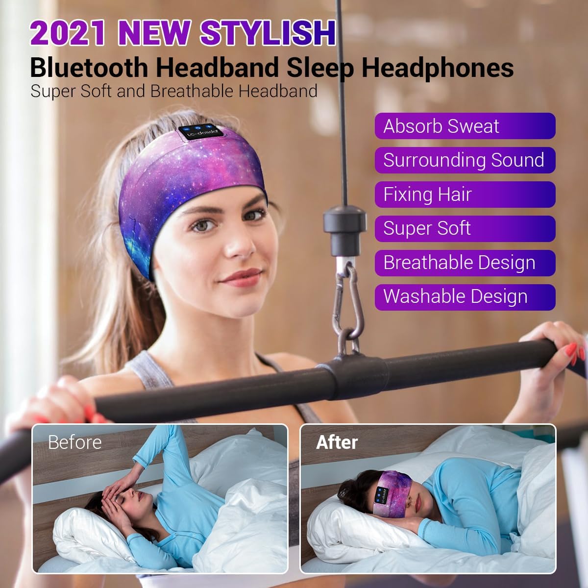 LC-dolida Sleep Headphones Bluetooth Headband
