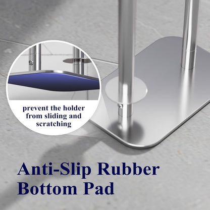 Kitsure Metal Toilet Paper Holder Free Standing, Medium, Black | Rustproof Toilet Paper Stand for 4 Rolls, Bathroom Organizers and Storage with Anti-Slip Base and Plastic Shelf