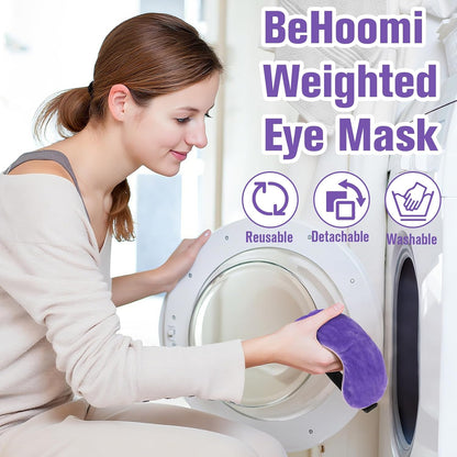 BeHoomi Heated Eye Mask, Weighted Sleep Mask for Eye Relaxation, Purple | Warm Compress for Eyes, Cooling Eye Mask for Sleeping, Reusable Hot and Cold Eye Masks for Home, Office, Gifts for Women