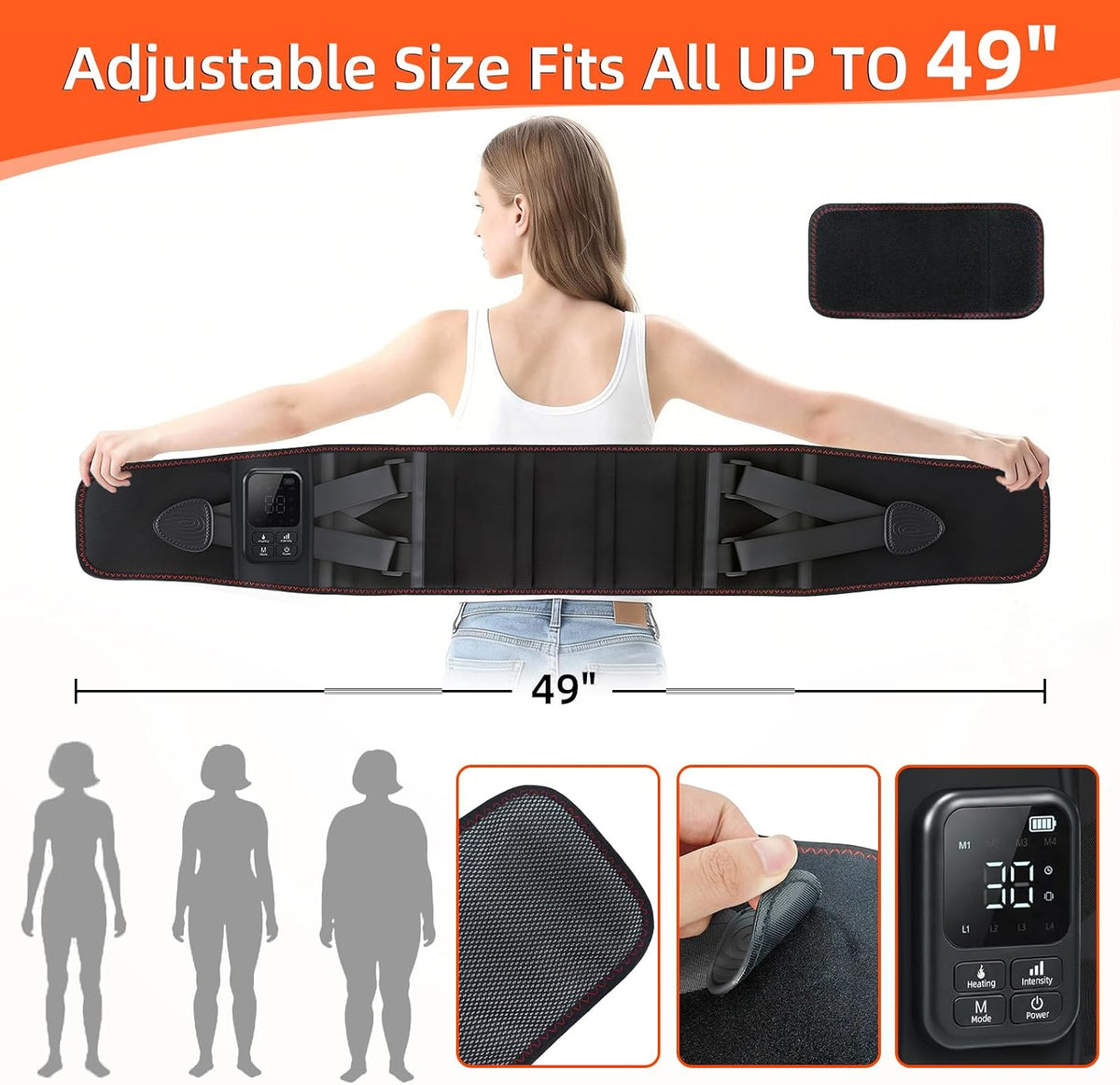 Cordless Heating Massage Belt for Lower Back Soothe Discomfort - 5000mAh Adjustable Heat Therapy Wrap with 4 Vibration Modes - Portable Heating Pad for Muscle Relaxation, Ideal Gift for Men & Women