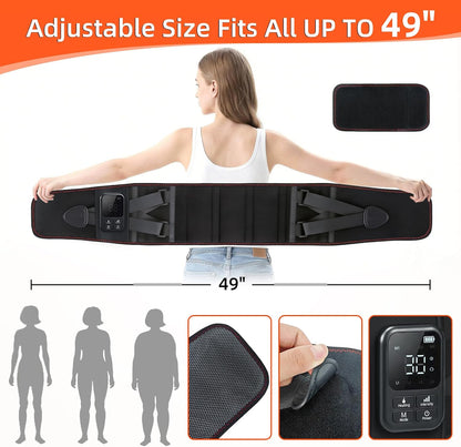Cordless Heating Massage Belt for Lower Back Soothe Discomfort - 5000mAh Adjustable Heat Therapy Wrap with 4 Vibration Modes - Portable Heating Pad for Muscle Relaxation, Ideal Gift for Men & Women