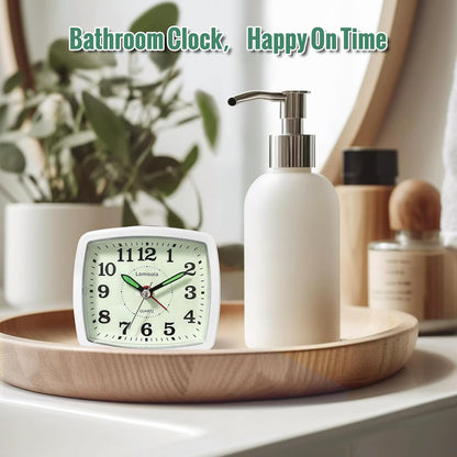 Lamisola Analog Travel Alarm Clock for Bedroom, Small Desk Clock Black