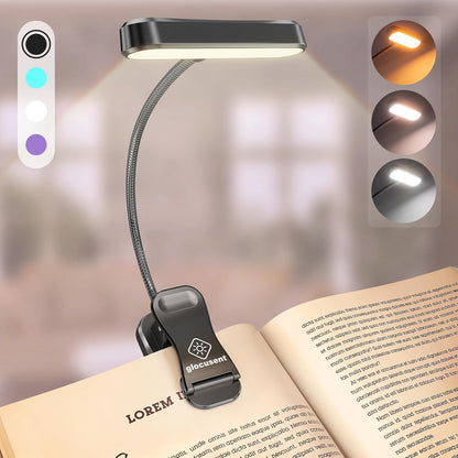 Glocusent Rechargeable Book Light, Clip on Light for Bedtime Reading