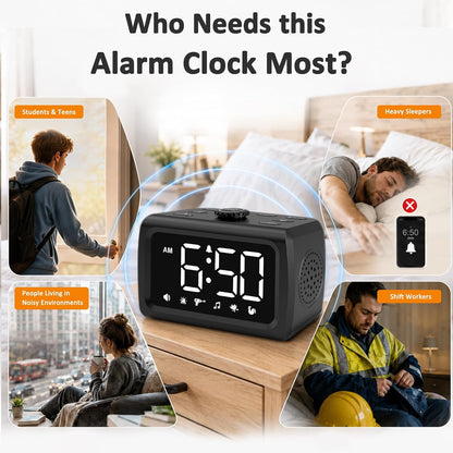 Peakeep Super Loud Alarm Clock for Heavy Sleepers Adults Teens, Big Numbers