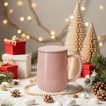 Sweese 20 OZ Porcelain Tea Mug with Infuser and Lid, Loose Leaf Tea Cup, Gifts for Tea Lover - Mint Green