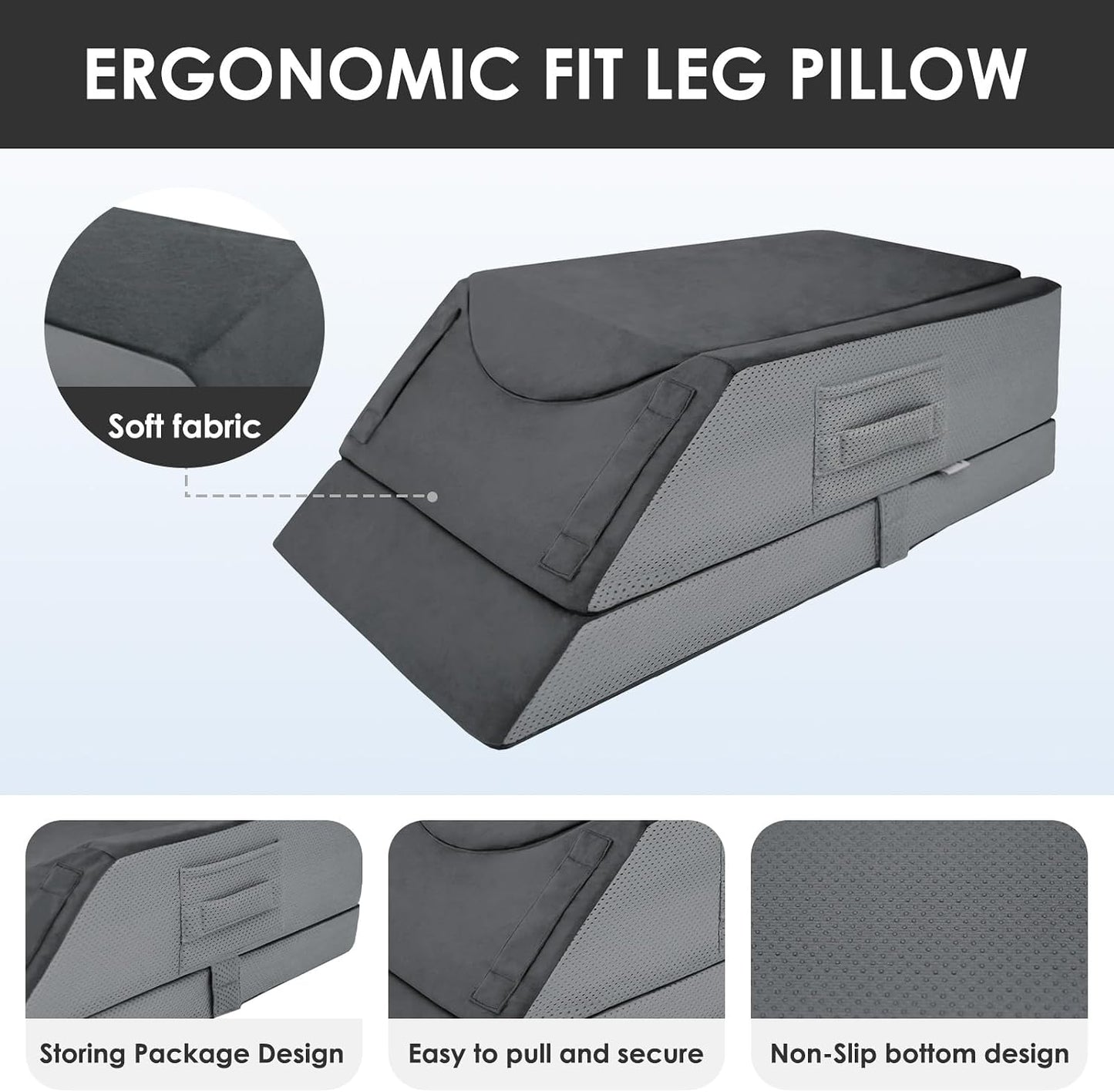 Kehangte Leg Elevation Pillows for After Surgery,Wedge Leg Elevating Pillow | 4-Height Adjustable,Single-Leg,Knee Surgery Recovery Equipment,Leg Pillow for Swelling and Blood Circulation,Washable Cover