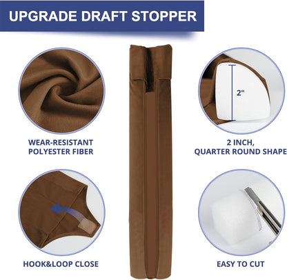 HADOR Door Draft Stopper for Bottom of Door, 36 Inch Under Draft Air Noise Light Blocker 30"- 36" Double Side Triangle Soundproof Sweep Filler Seal Gap up to 1.7" for Patio Sliding Door Guard, Grey | Under Door Gap Filler,Double-Sided Foam Design, Fits