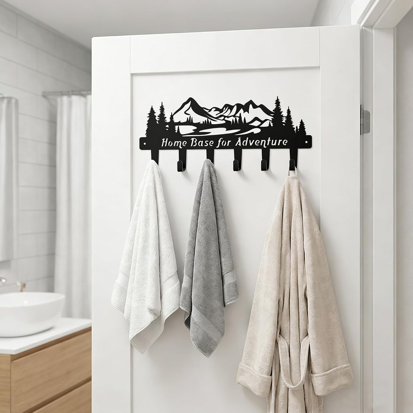 Dog Leash Holder for Wall, Extra Wide 6 Hook Key Rack with Pet Paw Print & Heart, Matte Black Rust-Proof Pet Organizer for Thick Leashes & Keys, Perfect for Mudroom & Entryway, Dog & Cat