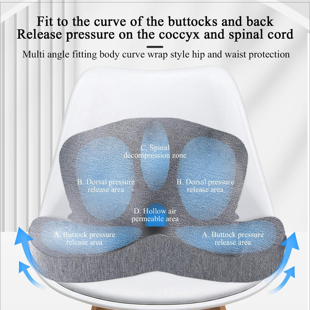 Seat Cushion with Lumbar Support Pillow, Back and Seat Cushion for Office
