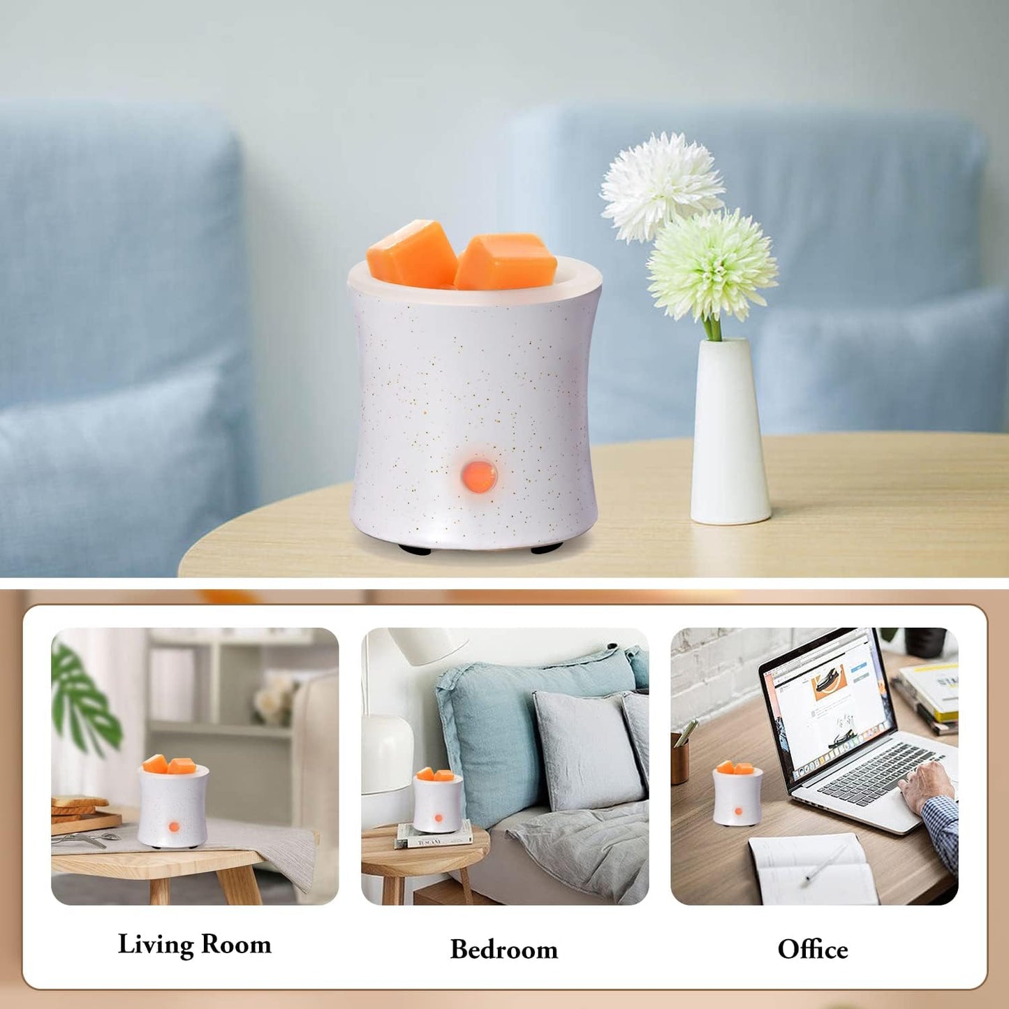 ASAWASA 2PCS Smart Candle Warmer for Large Jar, Coffee Mug Warmers, with Gravity Switch Auto Shut-On/Off, Safely and evenly Release The Aroma, Keep The Drink Warmth, Best Ideals Valentines Day Gifts