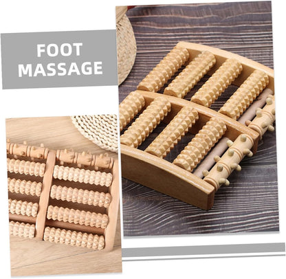 Wooden Foot Therapy Roller Massager 5-Row Acupressure Ball Foot Massager for Plantar Relief and Reflexology Massage at Home for Men and Women
