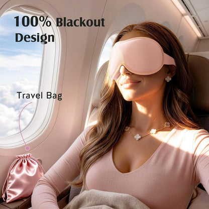 YFONG Sleep Mask for Lash Extensions, Bamboo Viscose & 100% Blackout Eye Mask for Sleeping Women Men, Soft 3D Contoured Zero Eye Pressure Blindfold for Travel, Breathable & Adjustable Eye Cover, Black