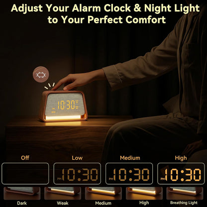 Vivilumens Alarm Clock with White Noise Machine Night Light for Bedroom