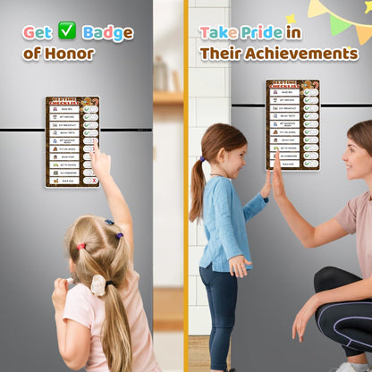 2 in 1 Upgraded Slider Gingerbread Chore Chart for Kids, Magnetic Kids Chore Chart for 2 Kids, Dry Erase Morning/Bedtime Routine Chart for Kids Toddlers Teens Adult, Visual Schedule for Kid