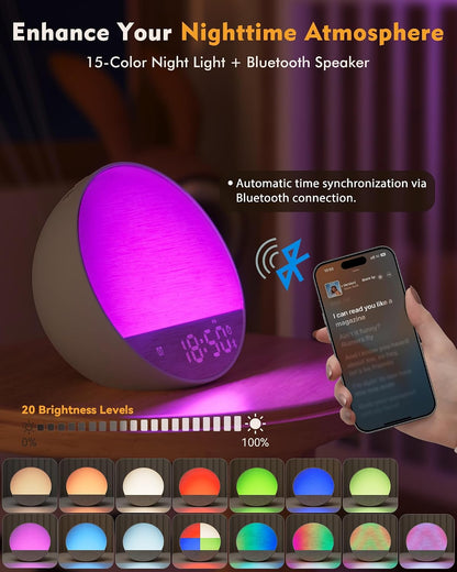 Sunrise Alarm Clock with Sound Machine, Bluetooth Speaker, Remote, Putty
