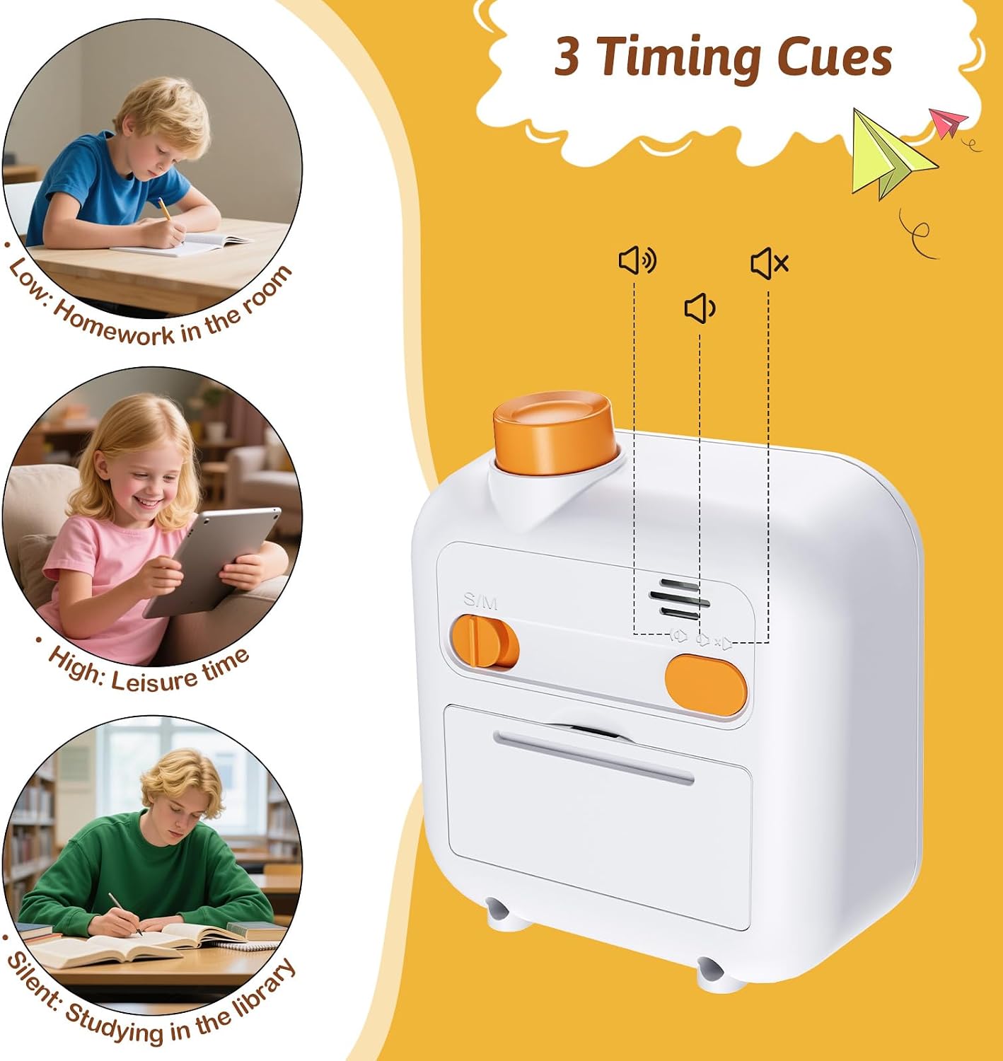 EooCoo School Supplies for Kids Visual Timer for ADHD & Autism, Digital Countdown Timer with Smiley Face-Style Visual Time Progress, Easy Time Management Tool, Classroom Learning & Home Daily Routines