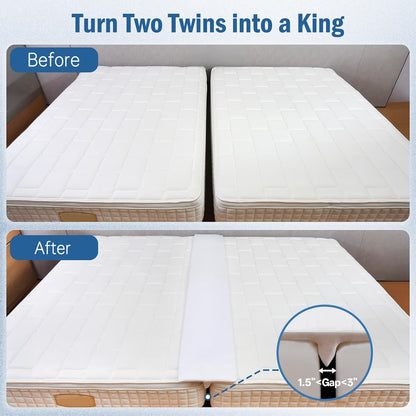Vekkia Split King Gap Filler for Adjustable Bed,Twin to King Bed Converter Kit,Bed Bridge Twin to King,Mattress Connector with Washable Cover,for Guests Stayovers,Family Room(75in×10in) | Firm Support Twin to King Converter, Bed Bridge Fits 1.5”-3”Gaps,