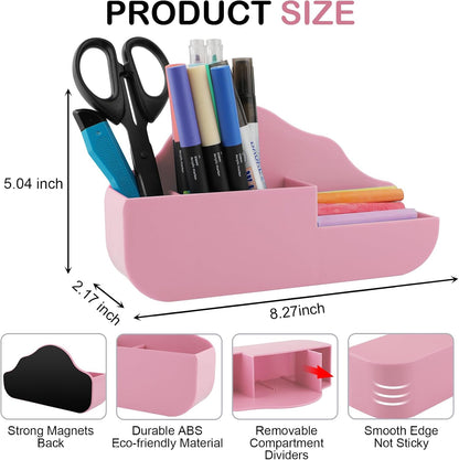KITANIS Magnetic Pen Holder,2 Pack Magnetic Dry Erase Marker Holder with Generous Compartments,Strong Magnet Storage Marker Pen Pencil Organizer for Refrigerator,Whiteboard,Locker Accessories