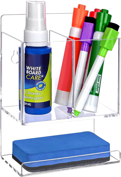 Magnetic Glass Whiteboard Pen Holder, Magnetic Dry Erase Marker Holder for Fridge, Whiteboard, Desk Locker Organizer Accessories, Office, Home, 1 Pack