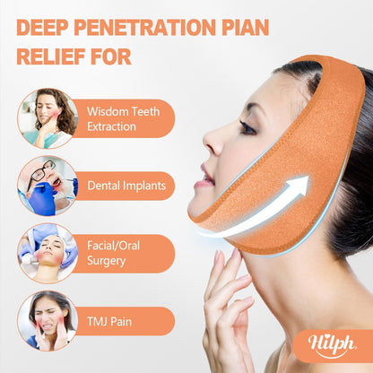 Hilph Wisdom Teeth Ice Pack Head Wrap, Face Ice Pack for Jaw Oral Surgery | Large Jaw Ice Wrap with 4 Hot Cold Gel Packs, Pain Relief for TMJ, Tonsillectomy, Wisdom Teeth Recovery Must Haves, Blue