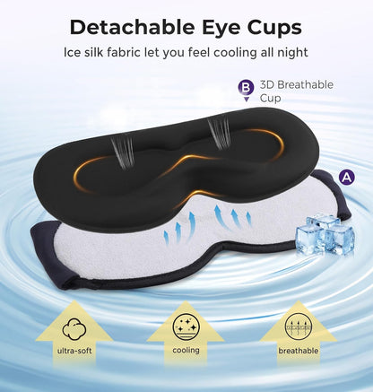 LC-dolida Sleep Headphones, Sleep Mask with Bluetooth 5.4 Headphones, Detachable 3D Blackout Eye Mask with Wireless Headphones Bluetooth Sleep Mask for Side Sleepers, Cooling Music Mask Gift (Purple)