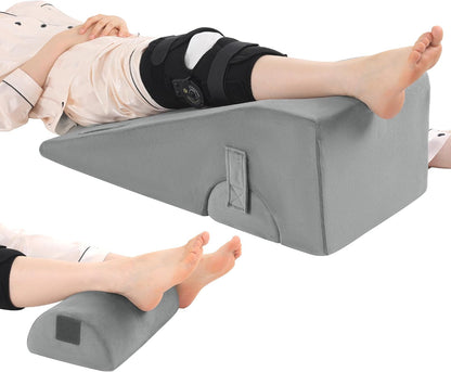 ROYALAY Knee Replacement Pillow, Leg Pillow for Knee Surgery Recovery with Different Height, Leg Surgery Recovery Equipment for Hip Foot Ankle, Double