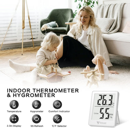DOQAUS 3 Pack Digital Hygrometer Indoor Thermometer Humidity Monitor Black | Humidity Meter Mini Hygrometer with Accurate Temperature and Humidity Monitor for House, Baby Room, Greenhouse, Incubator