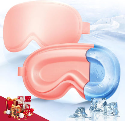 3D Cooling Gel Eye Mask - Reusable Cold Sleep Mask, Eyes Ice Pack with Hot & Cold Compress Therapy for Puffiness, Dark Circles, Dry Eyes, Headaches and Stress Relief (Black,1 Pack)